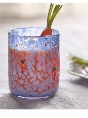 Anthropologie Icon Juice Carrot Confetti Glass Tumbler NEW